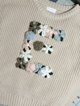 Load image into Gallery viewer, Floral Letter in taupe, white, blush and pale blue
