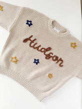 Load image into Gallery viewer, hudson in cocoa, stars in navy &amp; dijon
